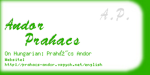 andor prahacs business card